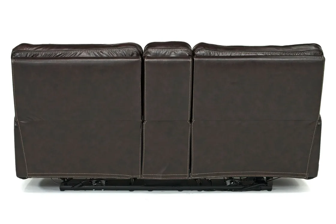 Mor Furniture Oslo 3 Power Console Loveseat In Dark Brown Leather