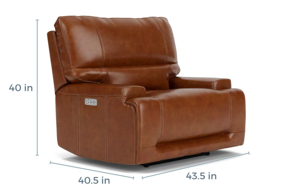 Mor Furniture Oslo 3 Power Recliner In Brown Leather