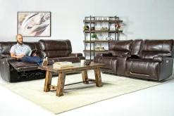 Mor Furniture Oslo 3 Power Recliner In Brown Leather