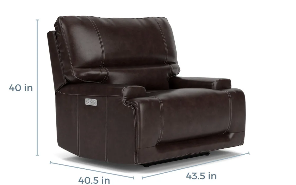 Mor Furniture Oslo 3 Power Recliner In Brown Leather