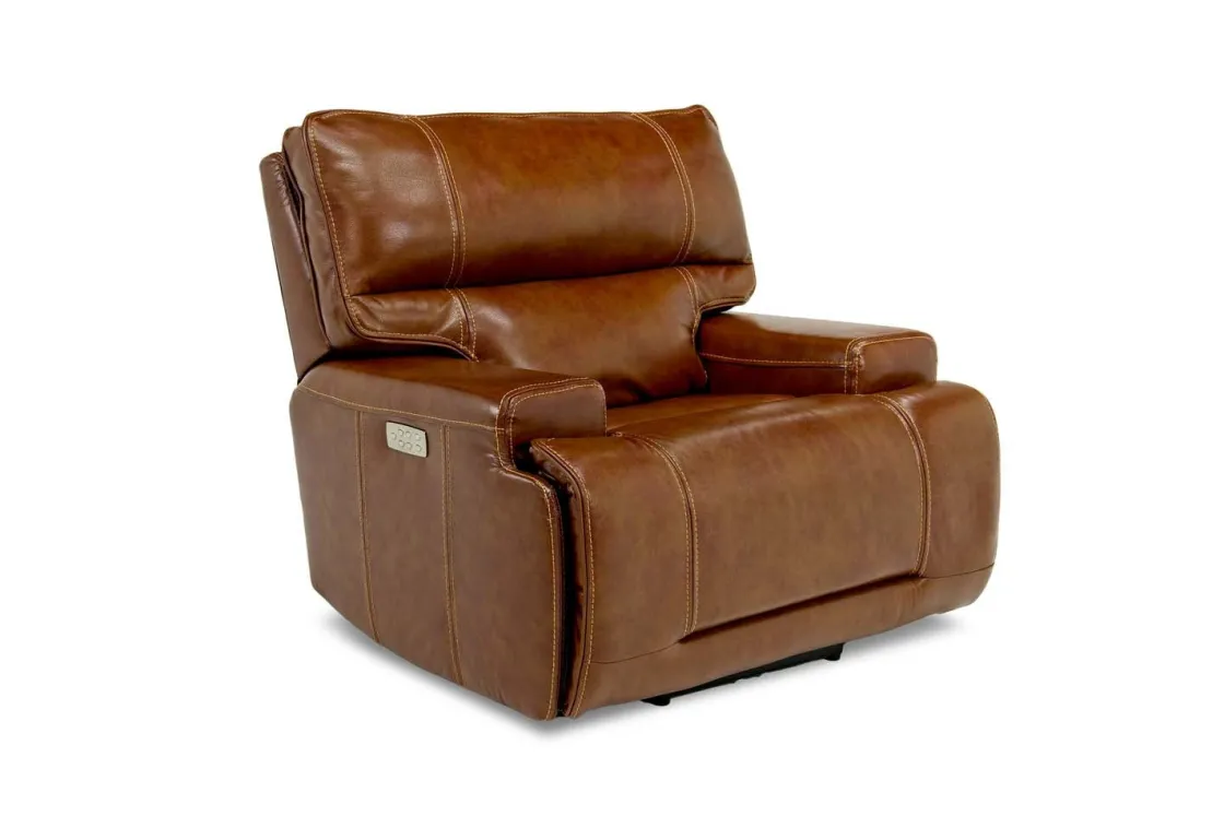 Mor Furniture Oslo 3 Power Recliner In Brown Leather