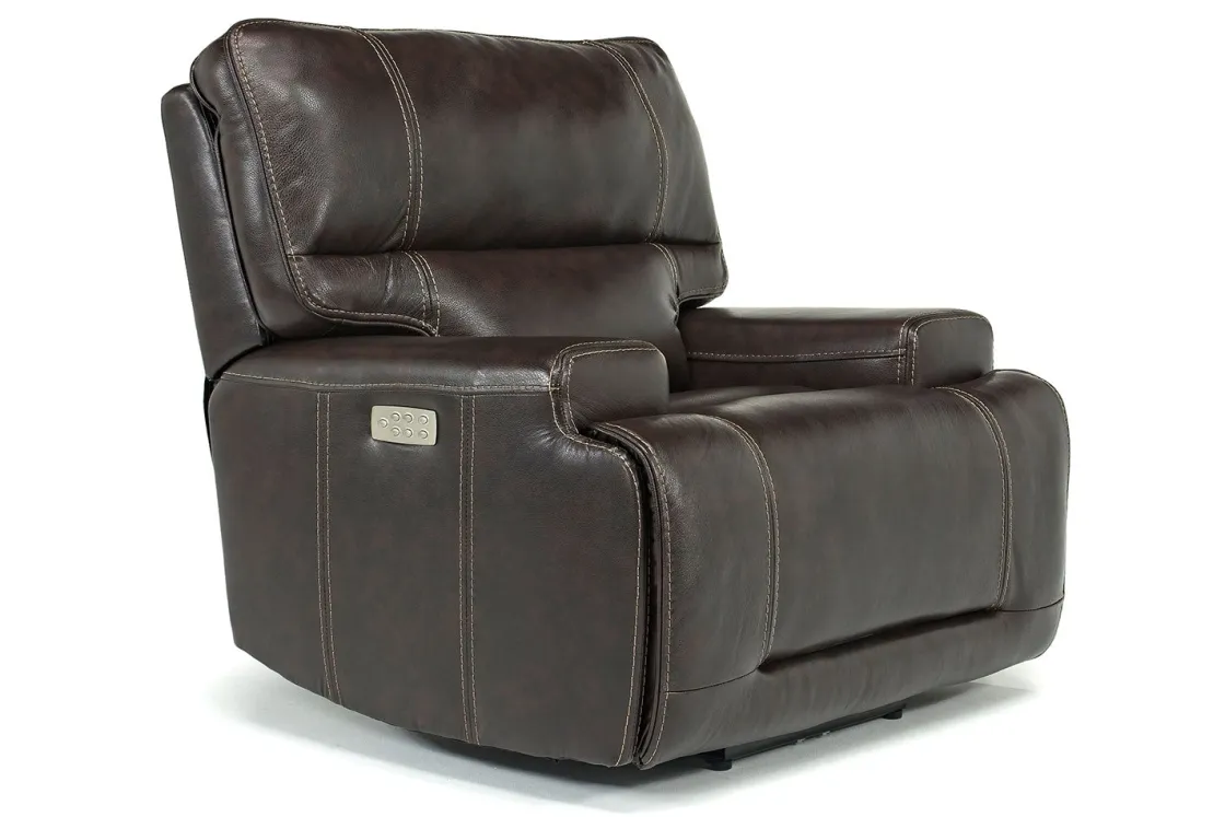 Mor Furniture Oslo 3 Power Recliner In Brown Leather