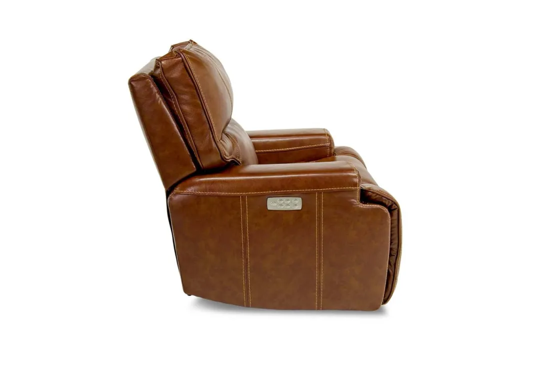 Mor Furniture Oslo 3 Power Recliner In Brown Leather