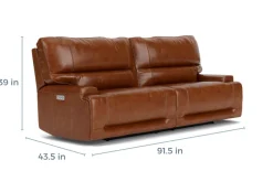 Mor Furniture Oslo 3 Power Sofa In Brown Leather