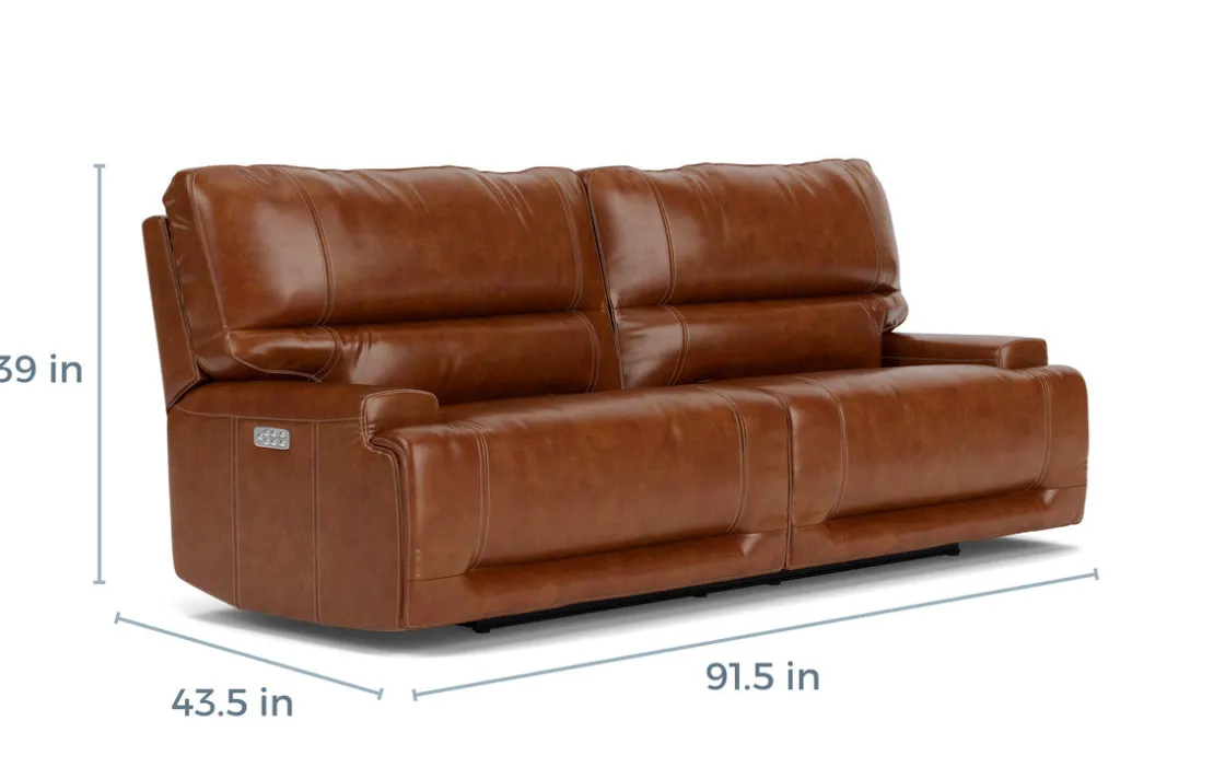 Mor Furniture Oslo 3 Power Sofa In Brown Leather