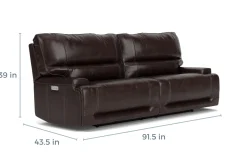 Mor Furniture Oslo 3 Power Sofa In Brown Leather