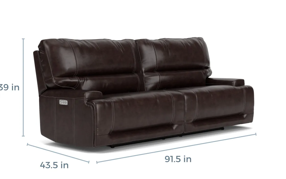 Mor Furniture Oslo 3 Power Sofa In Brown Leather
