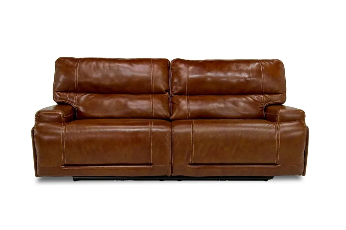 Mor Furniture Oslo 3 Power Sofa In Brown Leather