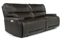 Mor Furniture Oslo 3 Power Sofa In Brown Leather