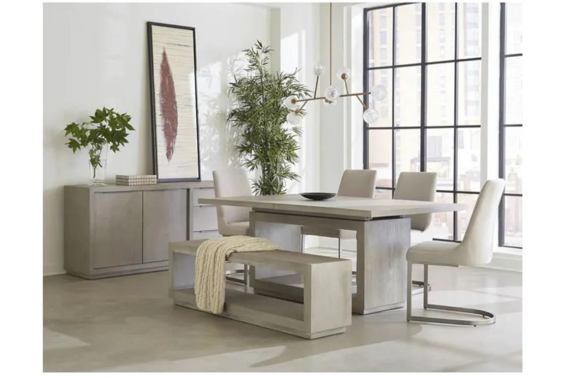 Mor Furniture Oxford Dining Table & 4 Chairs & Bench In Basalt Gray