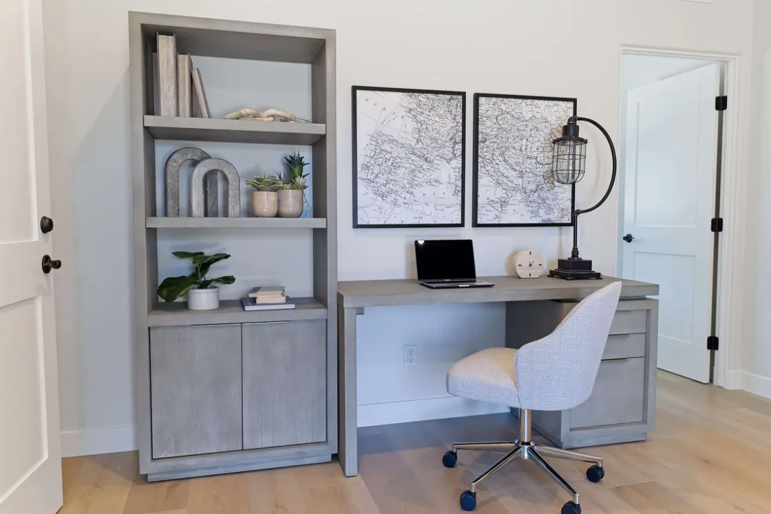 Mor Furniture Oxford Office Desk W/ File Cabient In Mineral