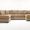 Mor Furniture Paige Dual Chaise Sectional In Sherry Bark, Left Facing