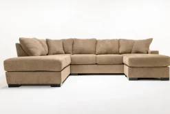 Mor Furniture Paige Dual Chaise Sectional In Sherry Bark, Left Facing