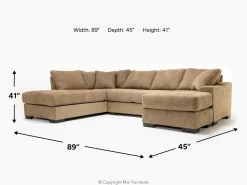 Mor Furniture Paige Dual Chaise Sectional In Sherry Bark, Left Facing