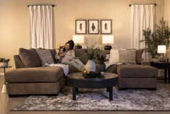 Mor Furniture Paige Dual Chaise Sectional In Sherry Bark, Left Facing