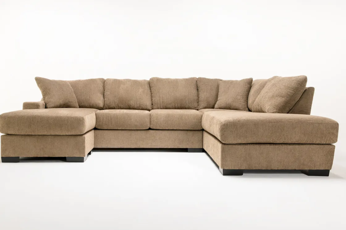 Mor Furniture Paige Dual Chaise Sectional In Sherry Bark, Left Facing