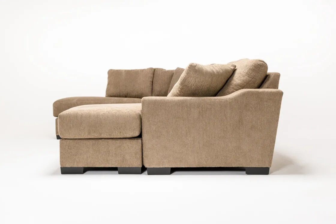 Mor Furniture Paige Dual Chaise Sectional In Sherry Bark, Left Facing