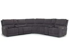 Mor Furniture Palencia 7 Piece 3 Power Sectional In Trento Charcoal