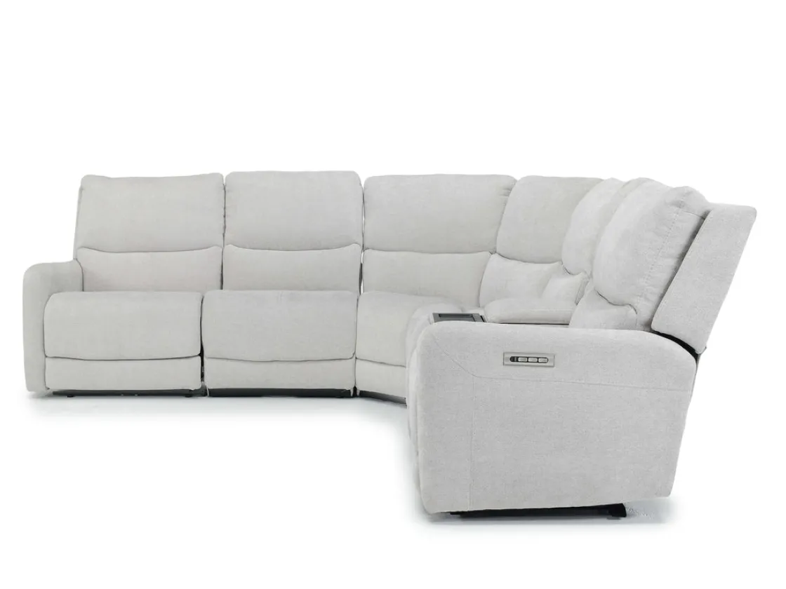 Mor Furniture Palencia 6 Piece 3 Power Sectional In Trento Dove