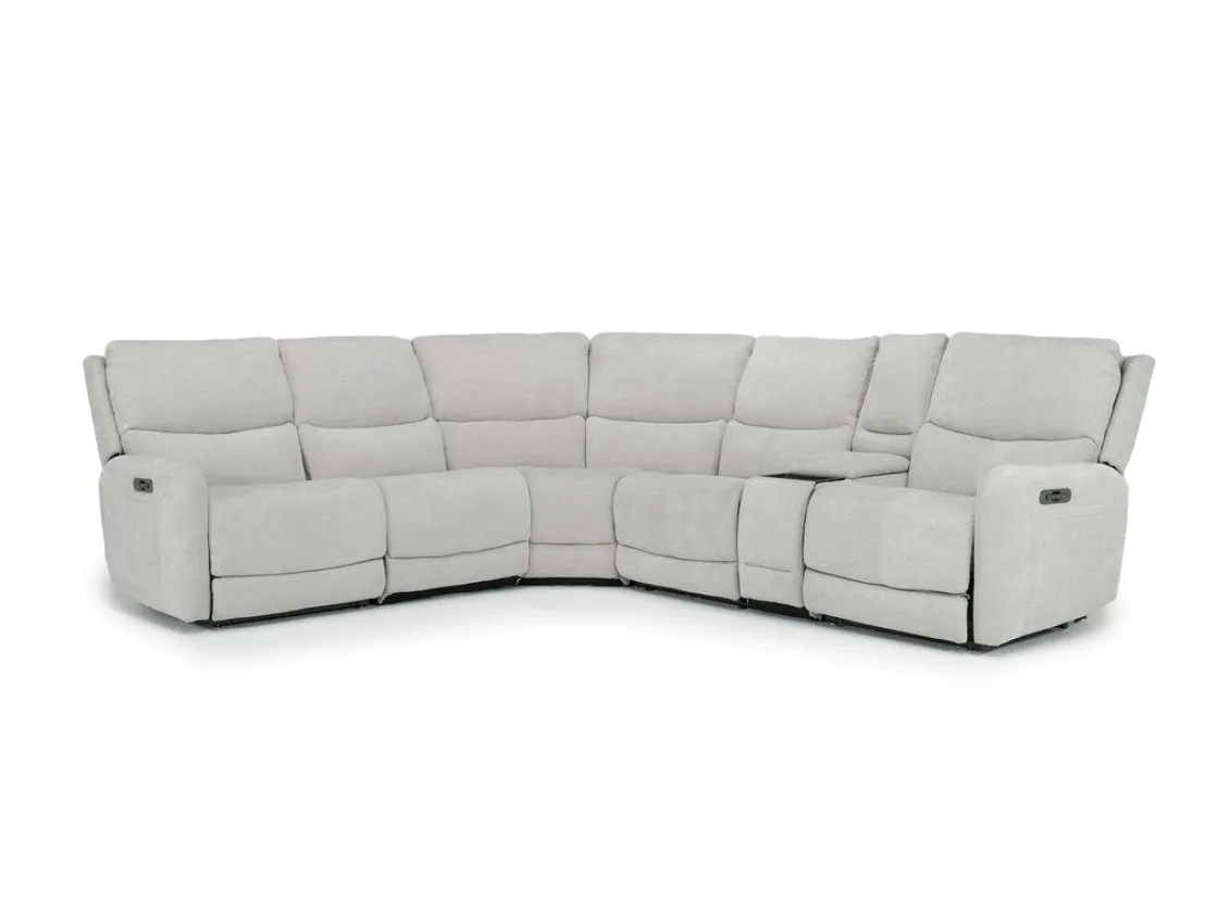 Mor Furniture Palencia 6 Piece 3 Power Sectional In Trento Dove