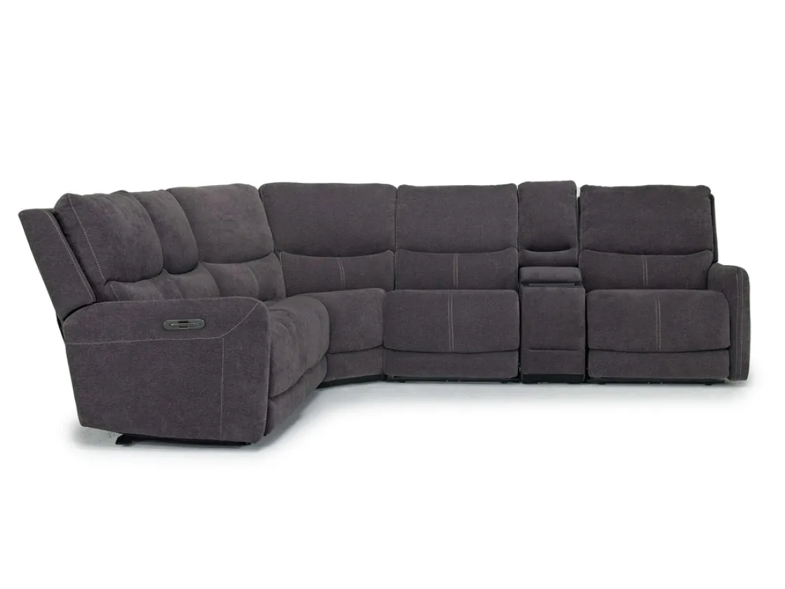 Mor Furniture Palencia 6 Piece 3 Power Sectional In Trento Dove