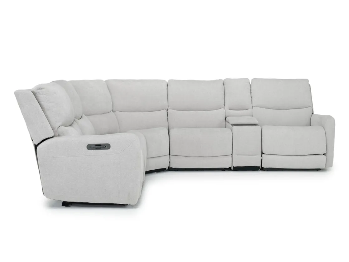 Mor Furniture Palencia 6 Piece 3 Power Sectional In Trento Dove