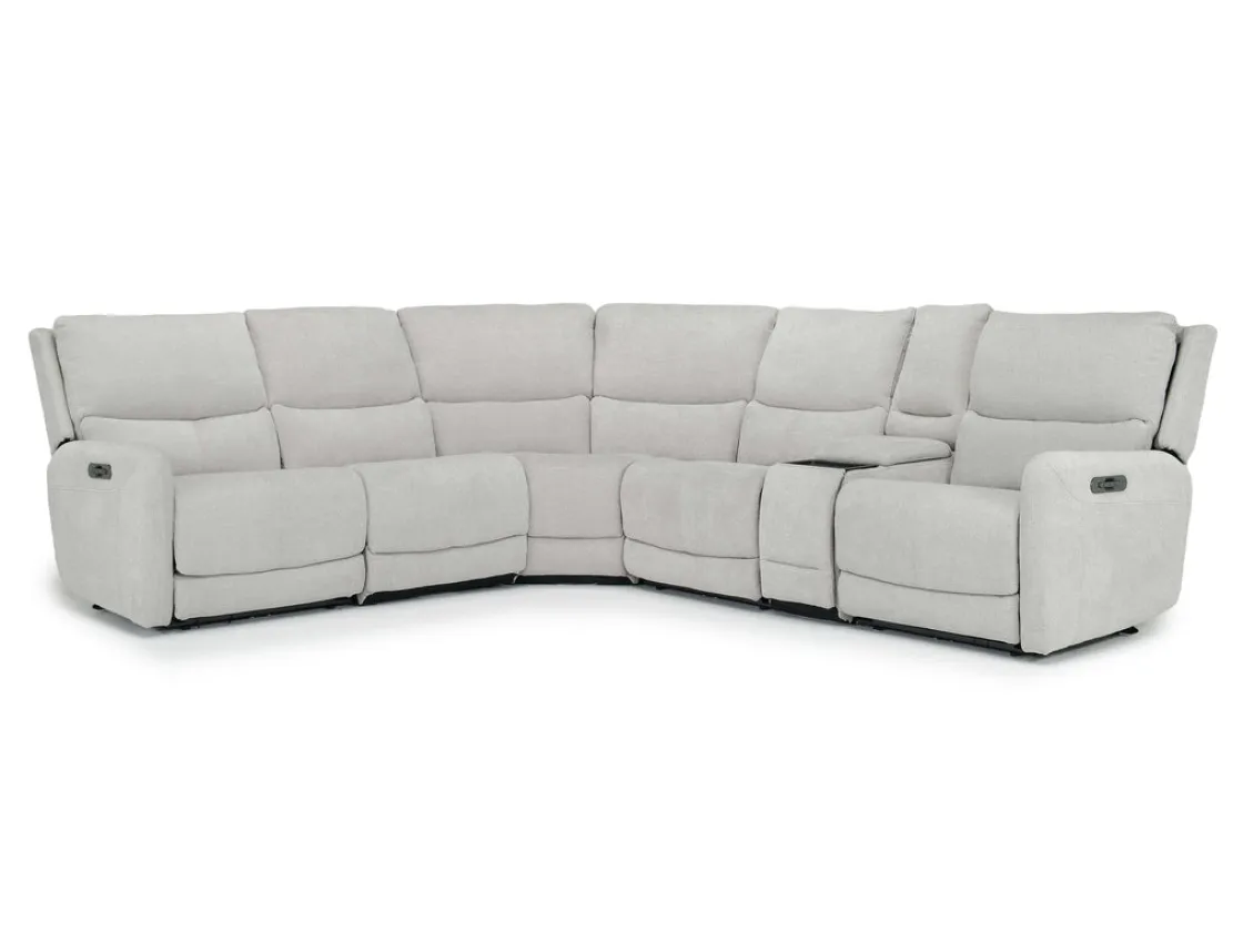 Mor Furniture Palencia 6 Piece 3 Power Sectional In Trento Dove