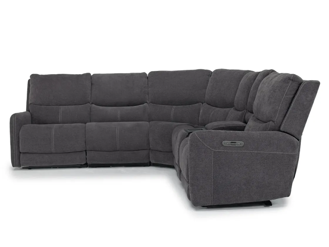 Mor Furniture Palencia 6 Piece 3 Power Sectional In Trento Dove