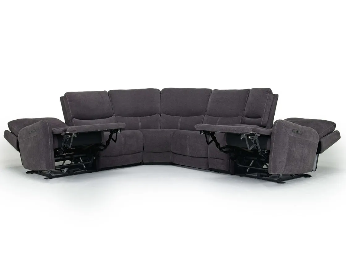 Mor Furniture Palencia 6 Piece 3 Power Sectional W/ 3 Power Armless Recliner In Trento Dove