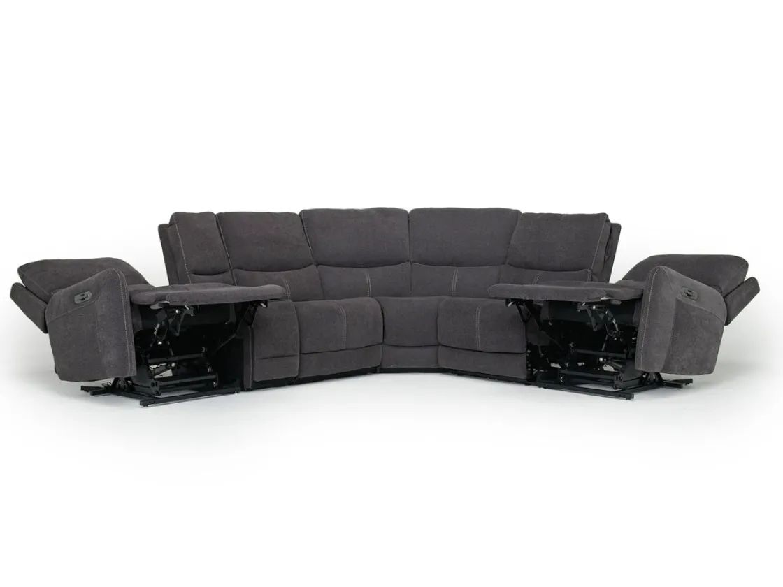 Mor Furniture Palencia 6 Piece 3 Power Sectional W/ 3 Power Armless Recliner In Trento Dove