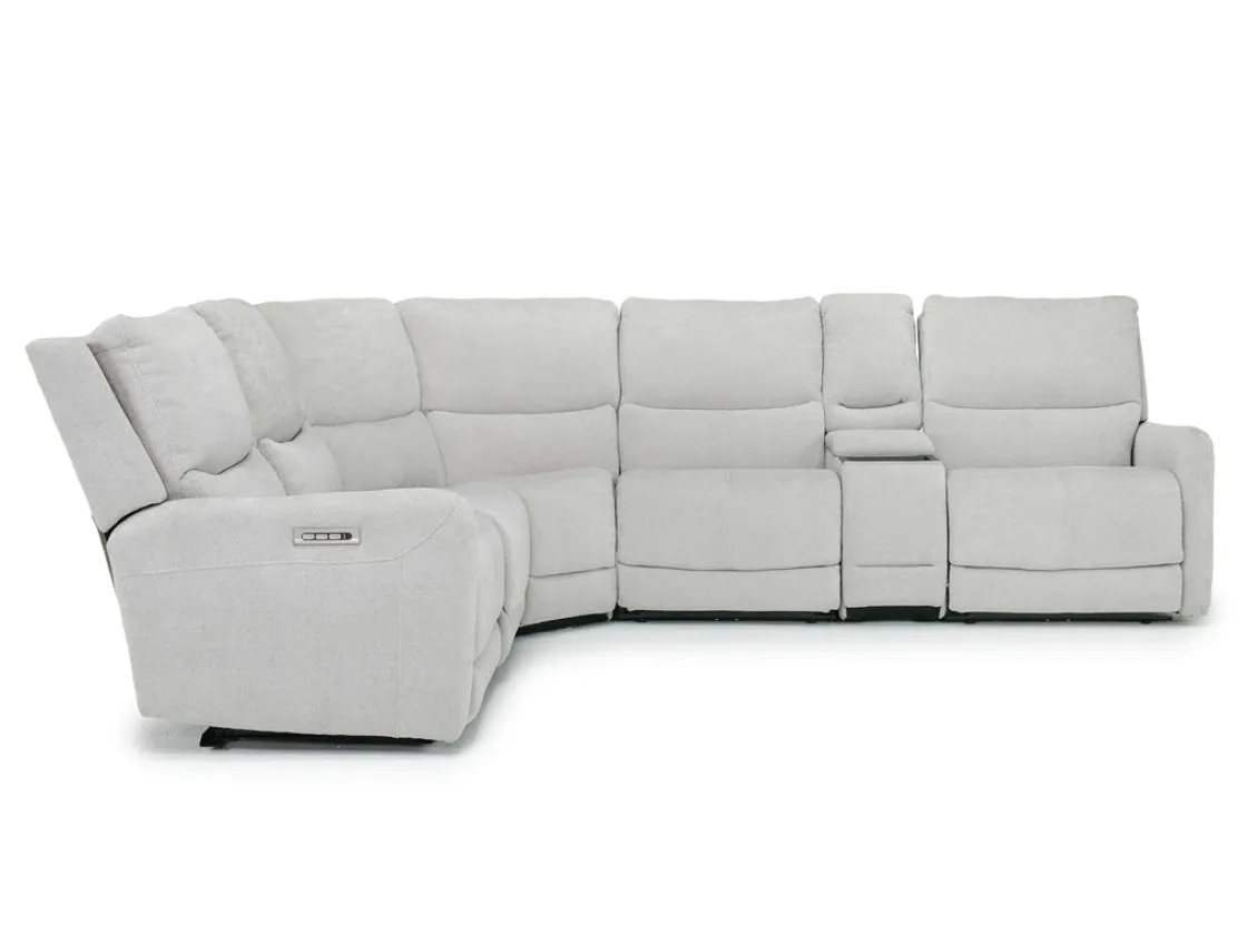 Mor Furniture Palencia 6 Piece 3 Power Sectional W/ 3 Power Armless Recliner In Trento Dove