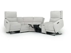 Mor Furniture Palencia 6 Piece 3 Power Sectional W/ 3 Power Armless Recliner In Trento Dove