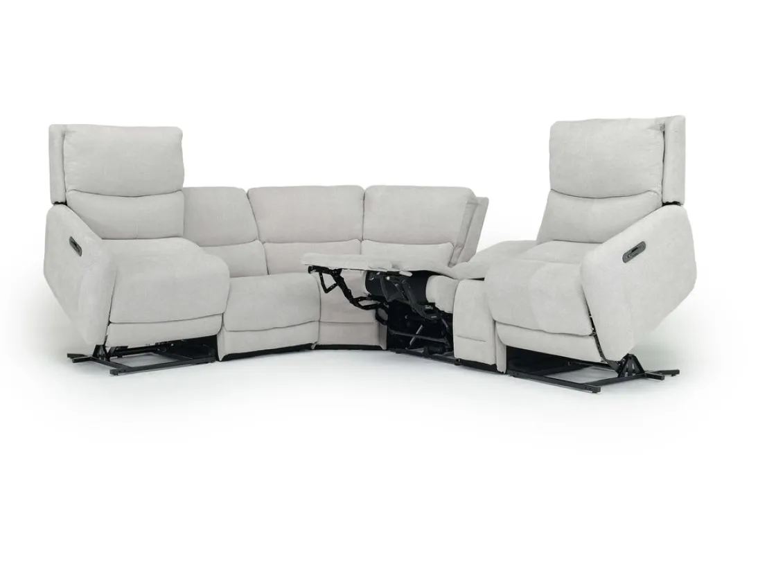 Mor Furniture Palencia 6 Piece 3 Power Sectional W/ 3 Power Armless Recliner In Trento Dove