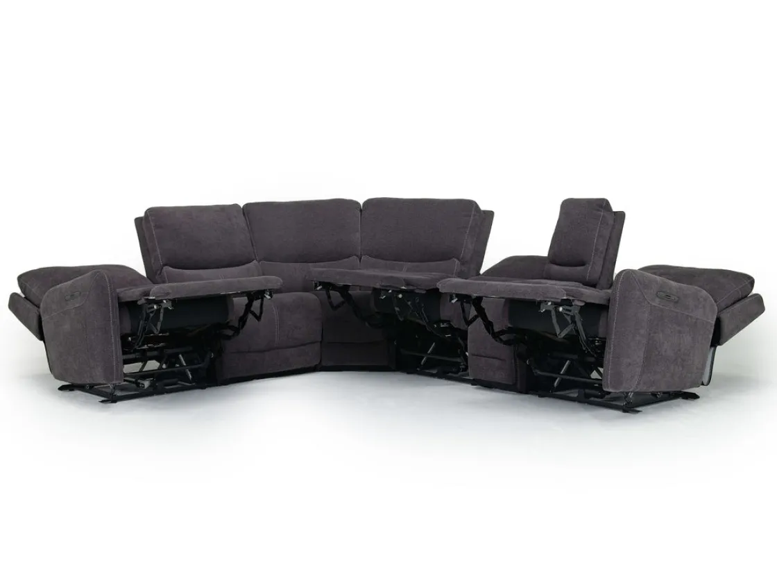 Mor Furniture Palencia 6 Piece 3 Power Sectional W/ 3 Power Armless Recliner In Trento Dove