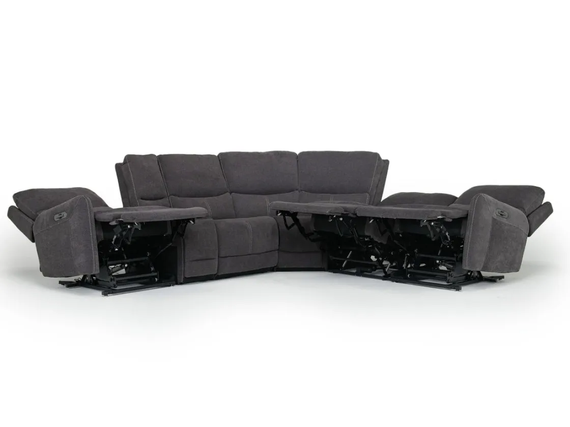 Mor Furniture Palencia 6 Piece 3 Power Sectional W/ 3 Power Armless Recliner In Trento Dove