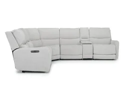 Mor Furniture Palencia 6 Piece 3 Power Sectional W/ 3 Power Armless Recliner In Trento Dove