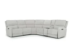 Mor Furniture Palencia 6 Piece 3 Power Sectional W/ 3 Power Armless Recliner In Trento Dove