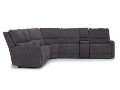 Mor Furniture Palencia 6 Piece 3 Power Sectional W/ 3 Power Armless Recliner In Trento Dove