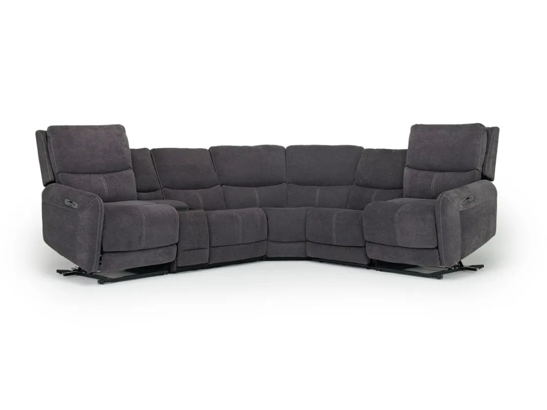 Mor Furniture Palencia 6 Piece 3 Power Sectional W/ 3 Power Armless Recliner In Trento Dove