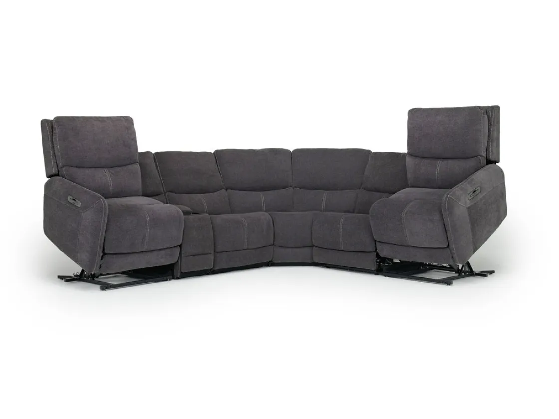 Mor Furniture Palencia 6 Piece 3 Power Sectional W/ 3 Power Armless Recliner In Trento Dove