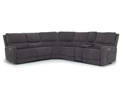 Mor Furniture Palencia 6 Piece 3 Power Sectional W/ 3 Power Armless Recliner In Trento Dove