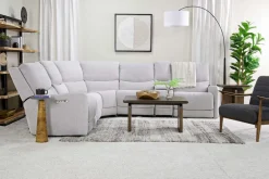 Mor Furniture Palencia 6 Piece 3 Power Sectional W/ 3 Power Armless Recliner In Trento Dove