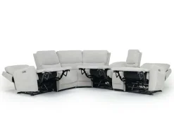 Mor Furniture Palencia 6 Piece 3 Power Sectional W/ 3 Power Armless Recliner In Trento Dove