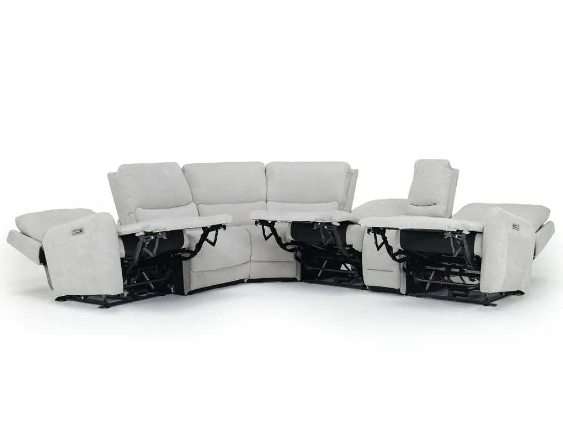 Mor Furniture Palencia 6 Piece 3 Power Sectional W/ 3 Power Armless Recliner In Trento Dove