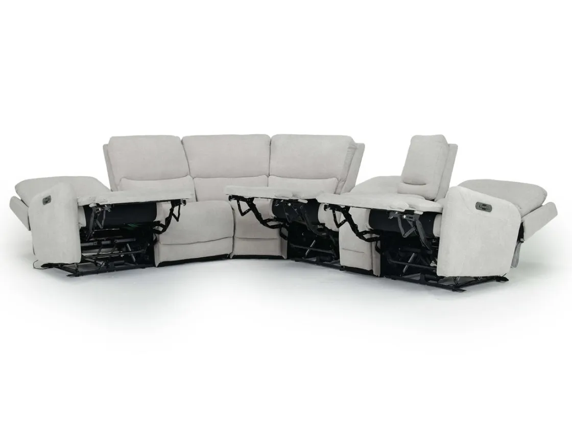 Mor Furniture Palencia 6 Piece 3 Power Sectional W/ 3 Power Armless Recliner In Trento Dove