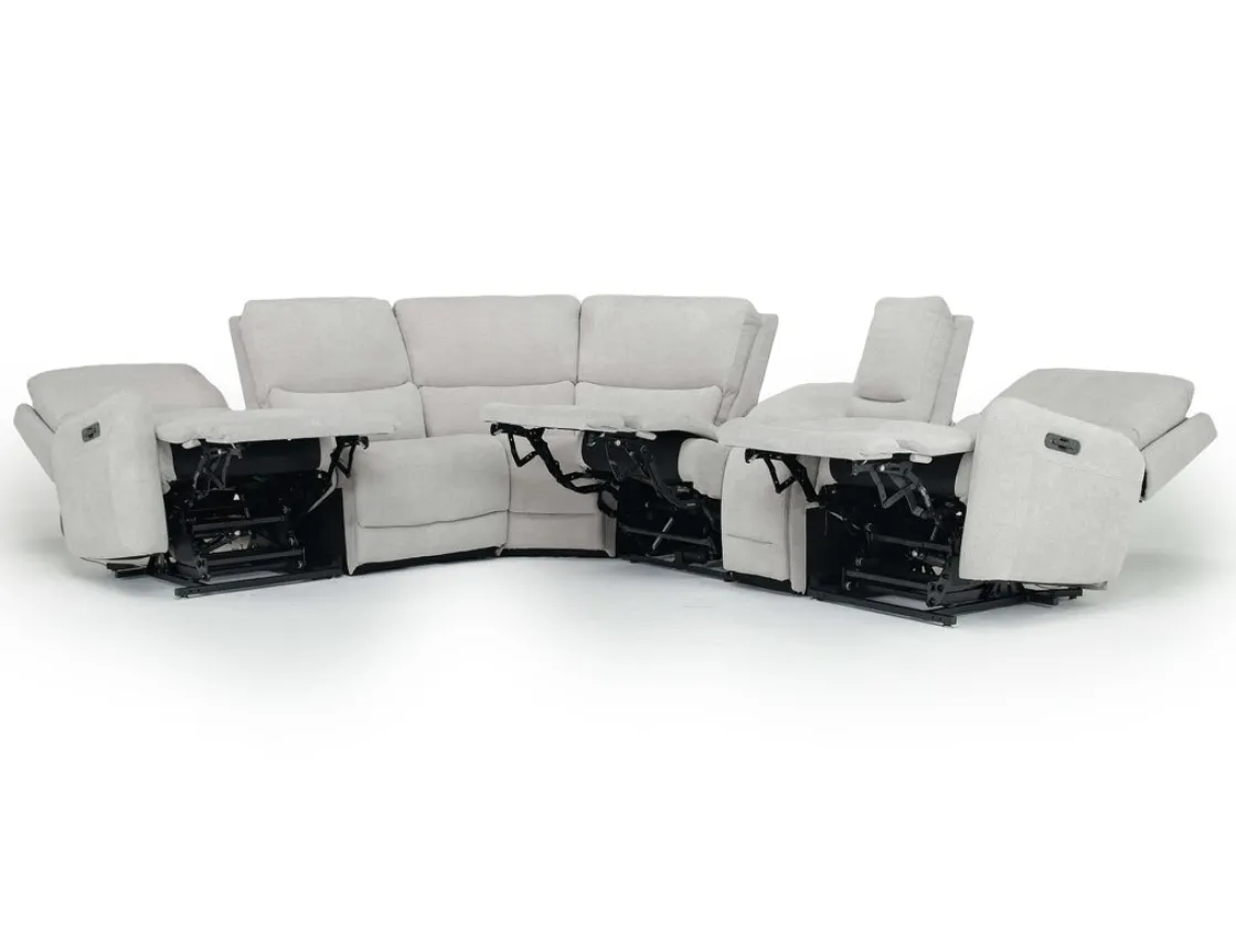 Mor Furniture Palencia 6 Piece 3 Power Sectional W/ 3 Power Armless Recliner In Trento Dove