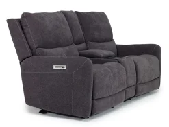 Mor Furniture Palencia 3 Power Console Loveseat In Trento Charcoal