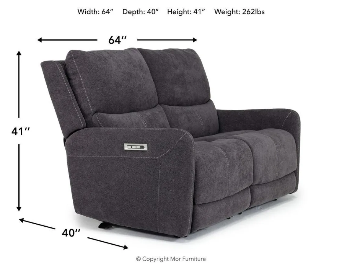 Mor Furniture Palencia 3 Power Loveseat In Trento Charcoal
