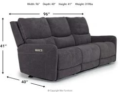Mor Furniture Palencia 3 Power Sofa In Trento Charcoal