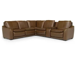 Mor Furniture Paradise 6 Piece 2 Power Sectional In Chestnut Leather